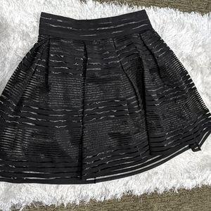 Black Pleated A-line Skirt